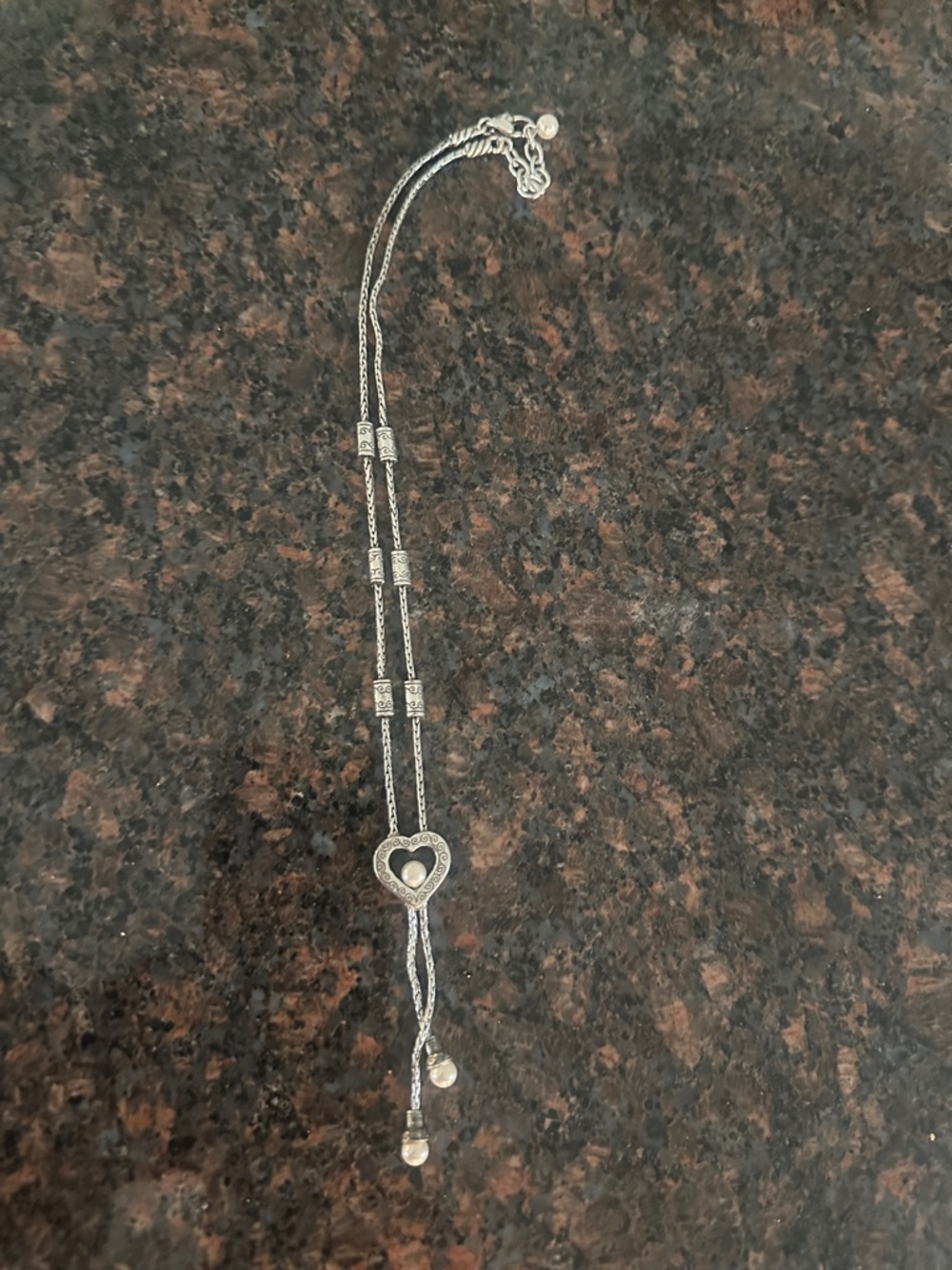 Brighton Silver Heart Necklace - Double Strand Accent